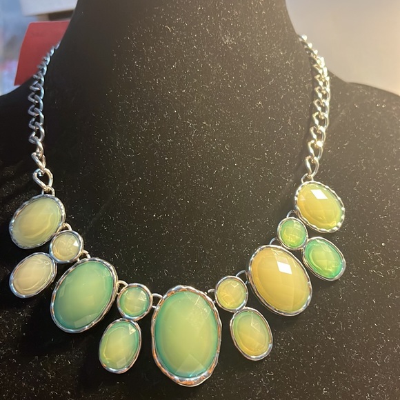 Hand Crafted Jewelry - Green Stones Statement Necklace